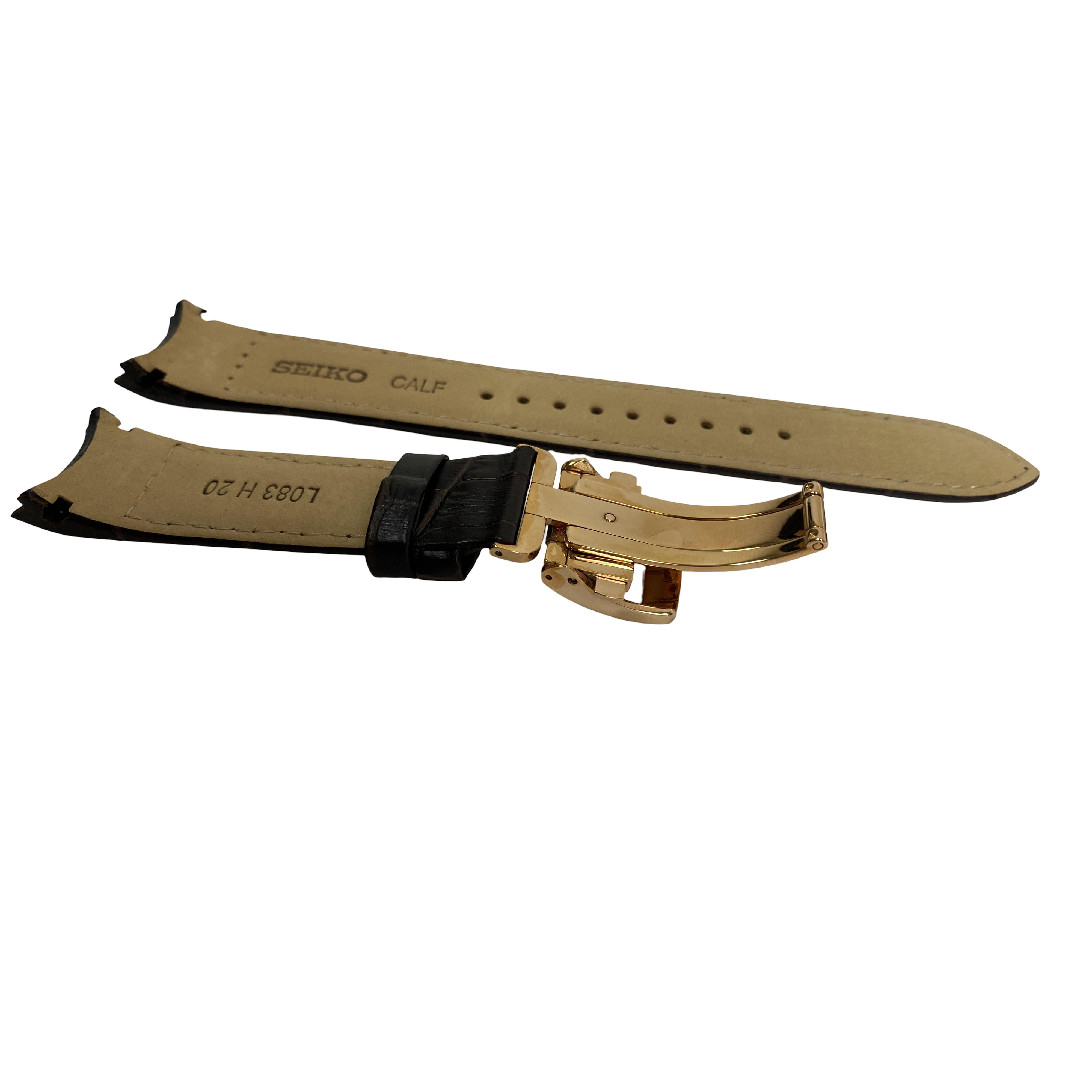 Watch Band Seiko Premier Kinetic  SRX008P1 Brown Strap 5D88-0AD0 Rosé Clasp - Direct Drive