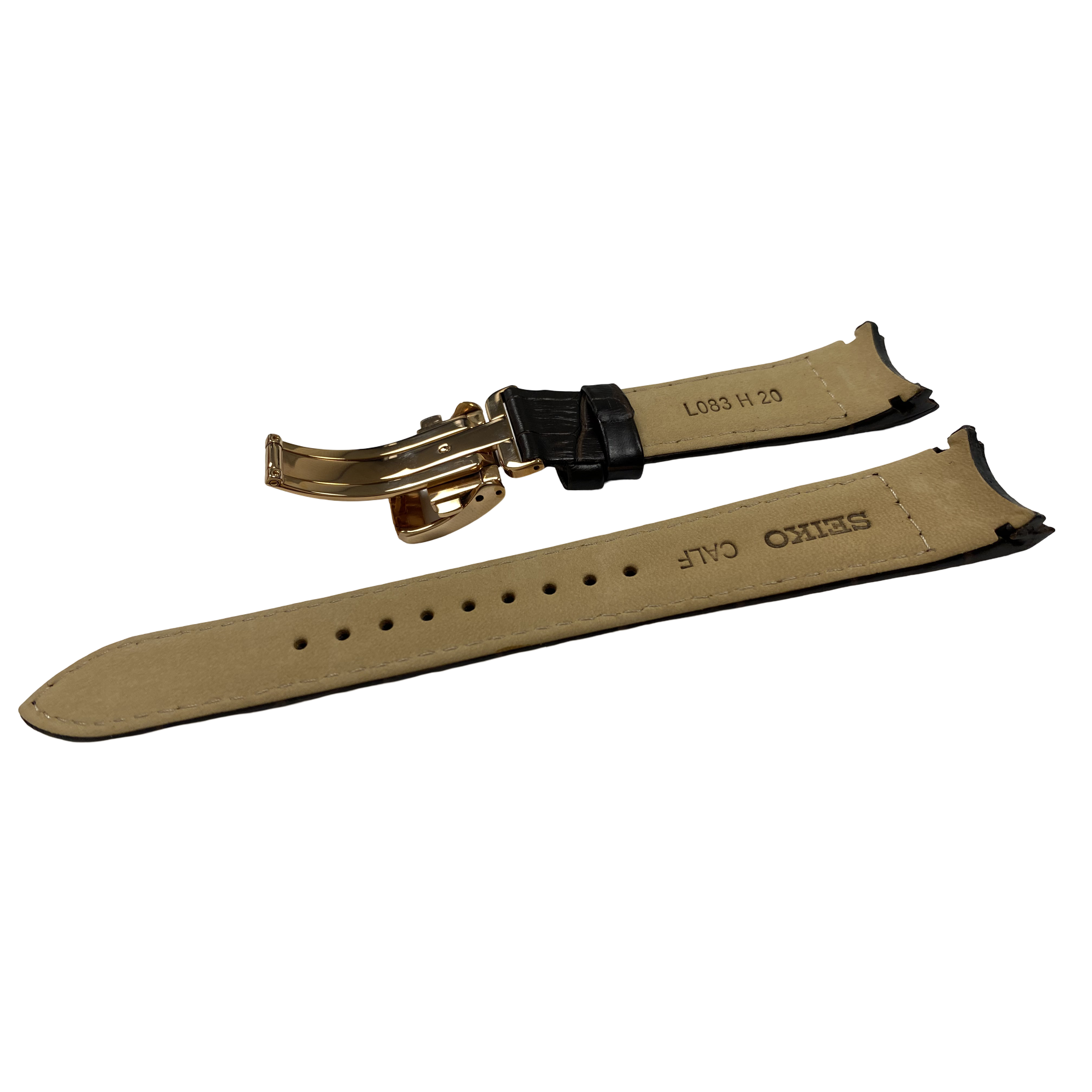 Watch Band Seiko Premier Kinetic  SRX008P1 Brown Strap 5D88-0AD0 Rosé Clasp - Direct Drive