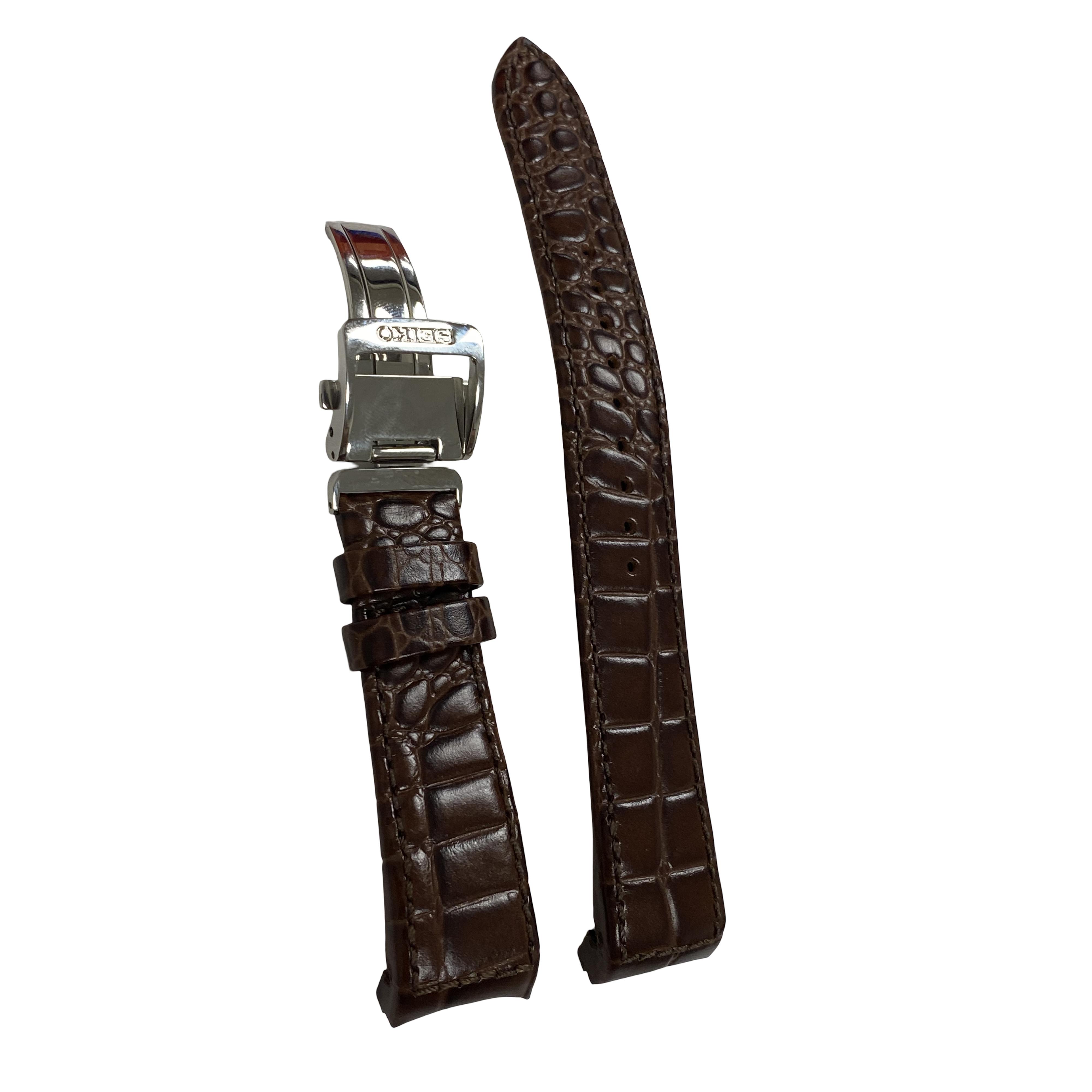Watch Band Seiko 4A071 Premier Kinetic Perpetual Calendar SNP025 / SNP023 Brown Leather Strap 7D56-0AA0 21mm