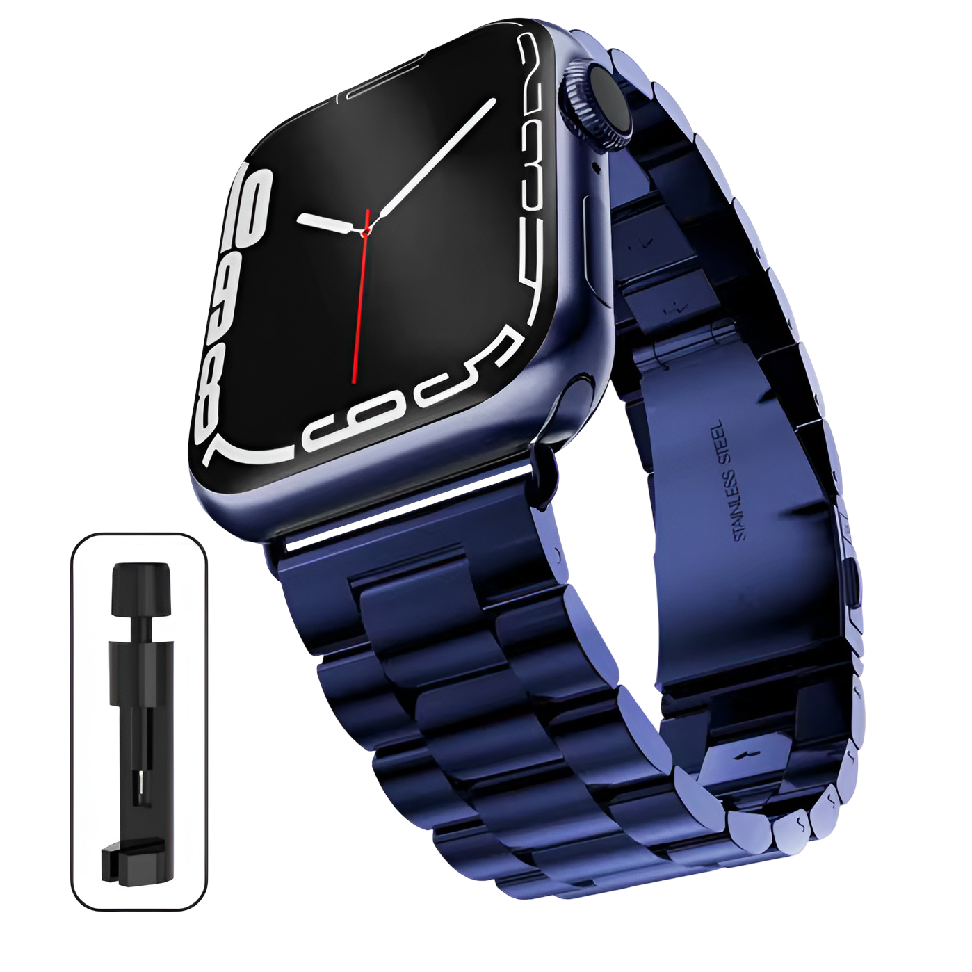 Stainless Steel Apple Watch Band – Premium Replacement Strap for All Series (2015–2025) - Blue Dark