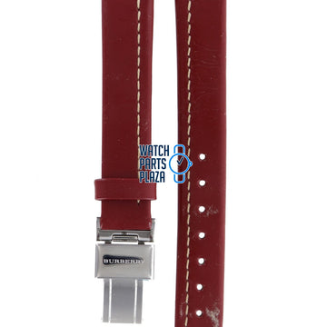 Burberry BU1013 Watch Band BU - 1013 Red Leather 13 mm - Watch Plaza