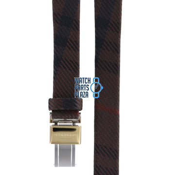 Burberry BU1017 Watch Band BU - 1017 Brown Leather & Textile 13 mm - Watch Plaza