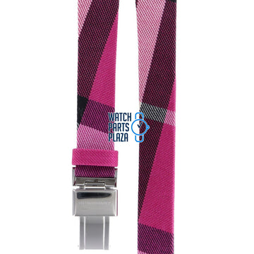 Burberry BU1025 Watch Band BU - 1025 Pink Leather & Textile 13 mm Heritage - Watch Plaza