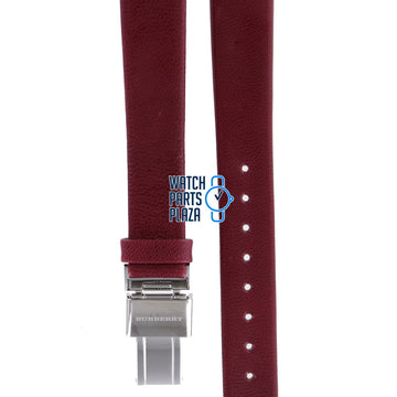Burberry BU1054 Watch Band BU - 1054 Red Leather 14 mm - Watch Plaza