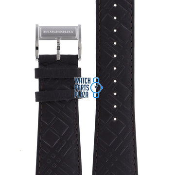 Burberry BU1107 Watch Band BU - 1107 Black Leather 25 mm Heritage - Watch Plaza