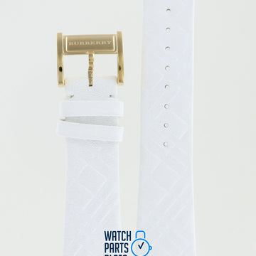Burberry BU2154 Watch Band BU - 2154 White Leather 22 mm Signature - Watch Plaza