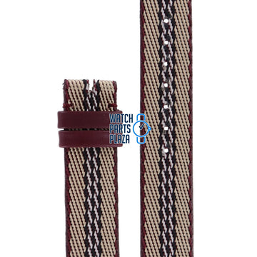 Burberry BU7106 Watch Band BU - 7106 - NO - CLASP Brown Leather & Textile 16 mm - Watch Plaza