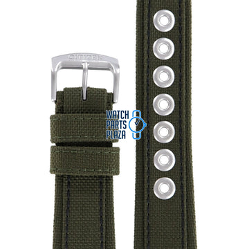 Citizen AP4011 - 01W Military Watch Band 59 - S52535 Green Leather & Textile 23 mm Eco - Drive - Watch Plaza