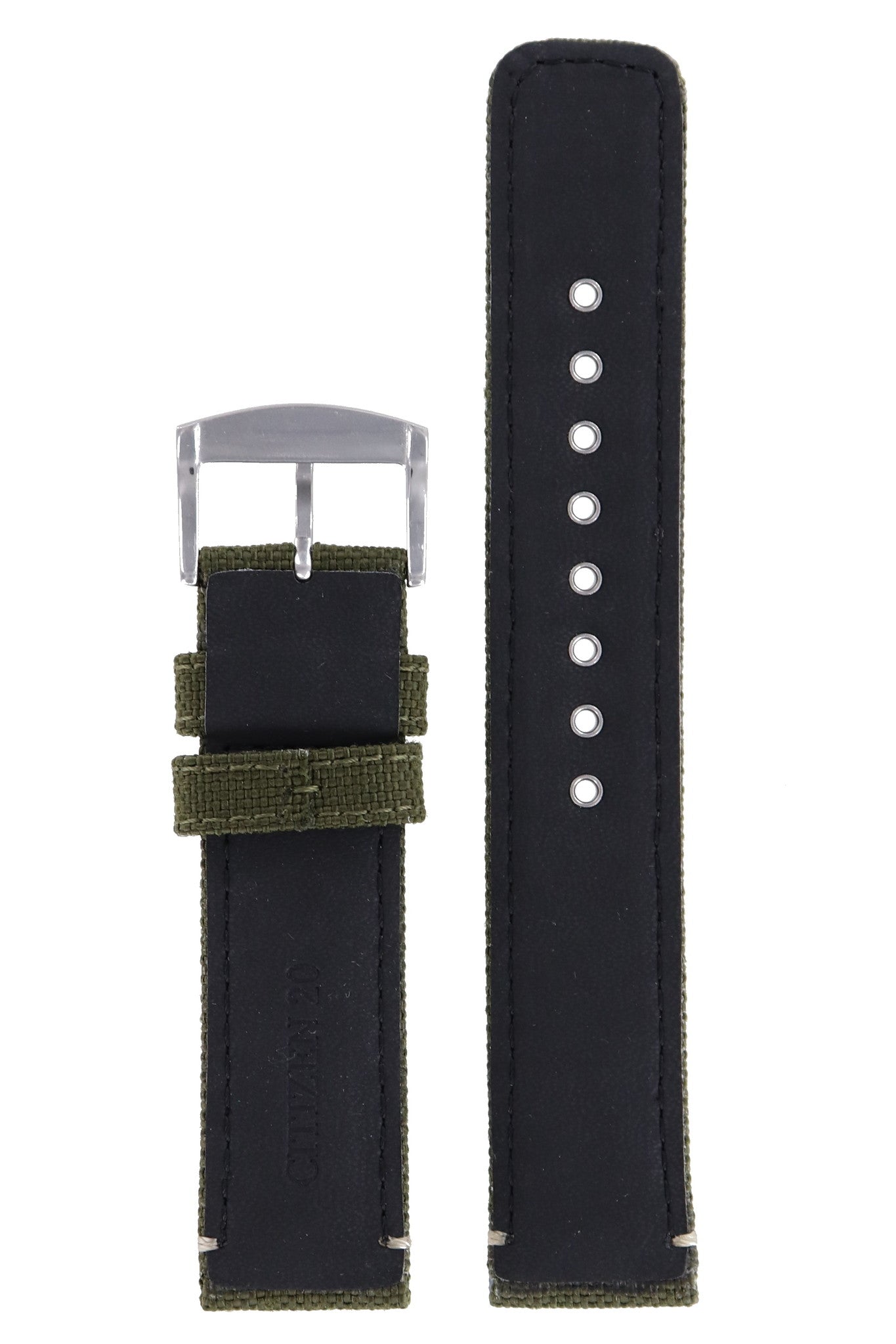 Citizen AW5005 - 21Y Military - J810 - S109761 Watch Band 59 - S53654 Green Textile 20 mm Eco - Drive - Watch Plaza