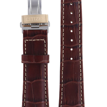 Citizen NP1003 - 06E, NP1006 - 08E & NP4033 - 09A Watch Band 59 - S51900 Brown Leather 22 mm Automatic - Watch Plaza