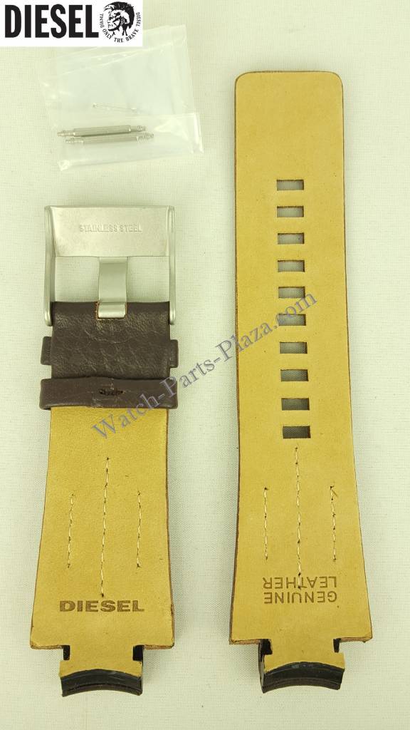 Diesel DZ4128 Watch strap dark brown leather - Watch Plaza