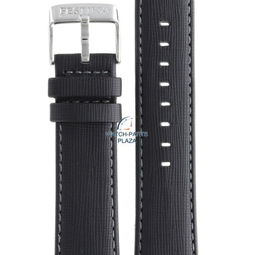Festina BC07989 Watch band F16607 black leather 23 mm - Multifunction - Watch Plaza