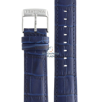 Festina BC08654 Watch band F16760 dark blue leather 22 mm - Chronograph - Watch Plaza