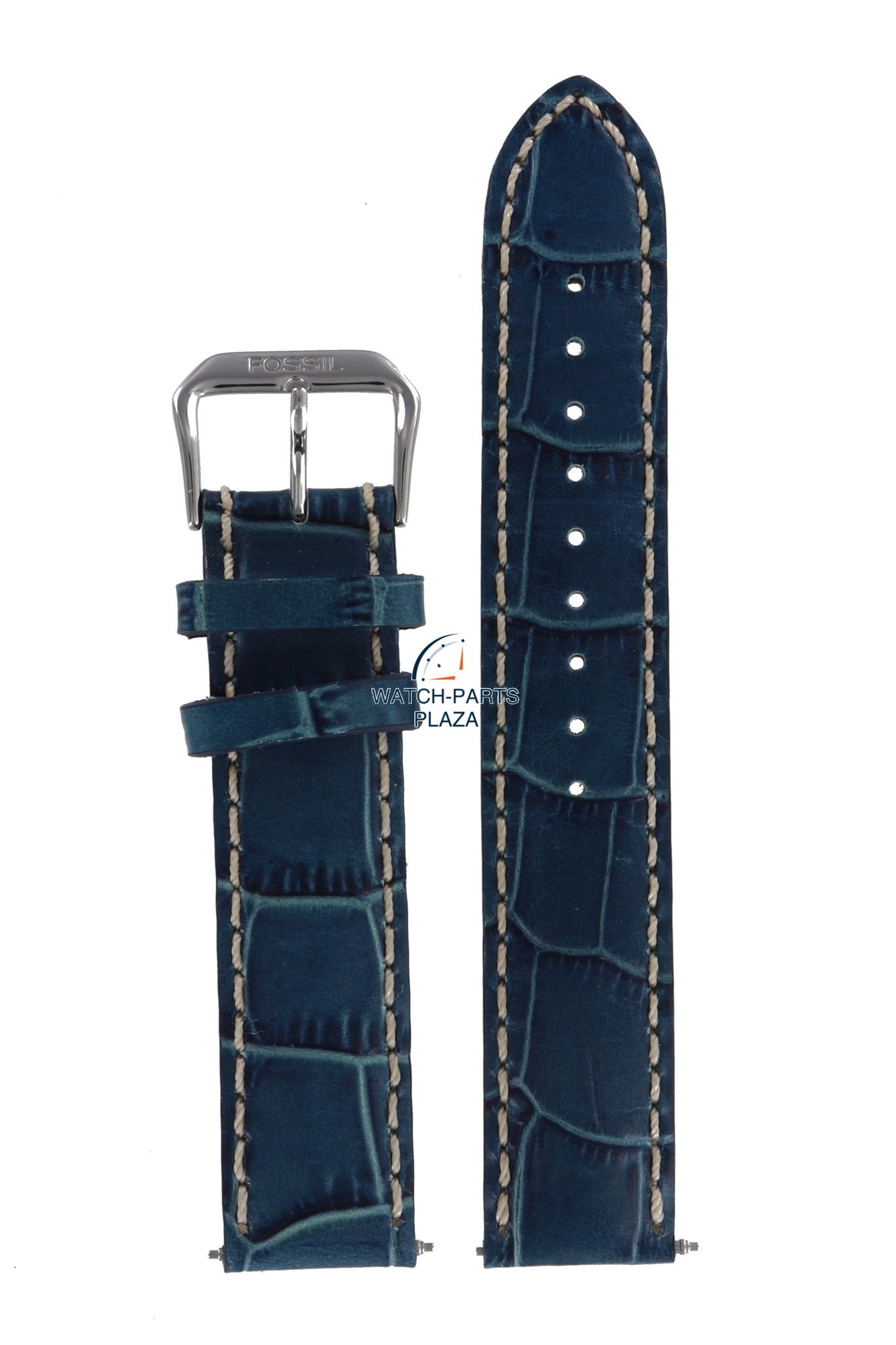 Fossil JR8035 Watch Band JR - 8035 Blue Leather 18 mm Authentic - Watch Plaza