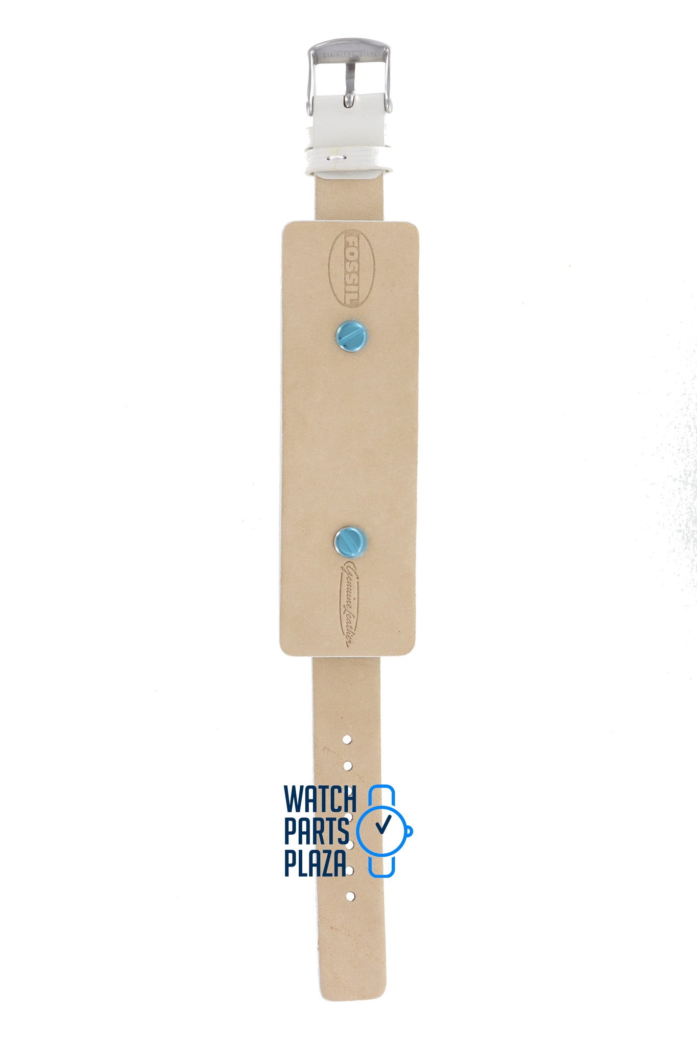 Fossil JR8224 Watch Band JR - 8224 White Leather 16 mm Big Tic - Watch Plaza