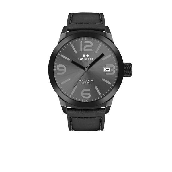 Men's watch TW - Steel Marc Coblen TWMC53 black & leather strap - dark gray dial - Watch Plaza