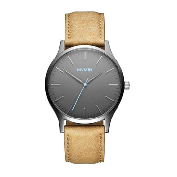MVMT 40 Series MT01 - GML Men's Watch - Dark Gray & Beige Leather Strap - Watch Plaza