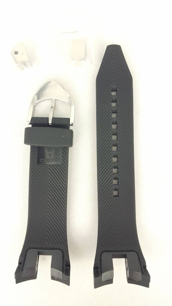 Original Seiko Arctura Black Rubber Strap SRN013J1 Watchband 5M54 0AB0 SRN011P1 - Watch Plaza