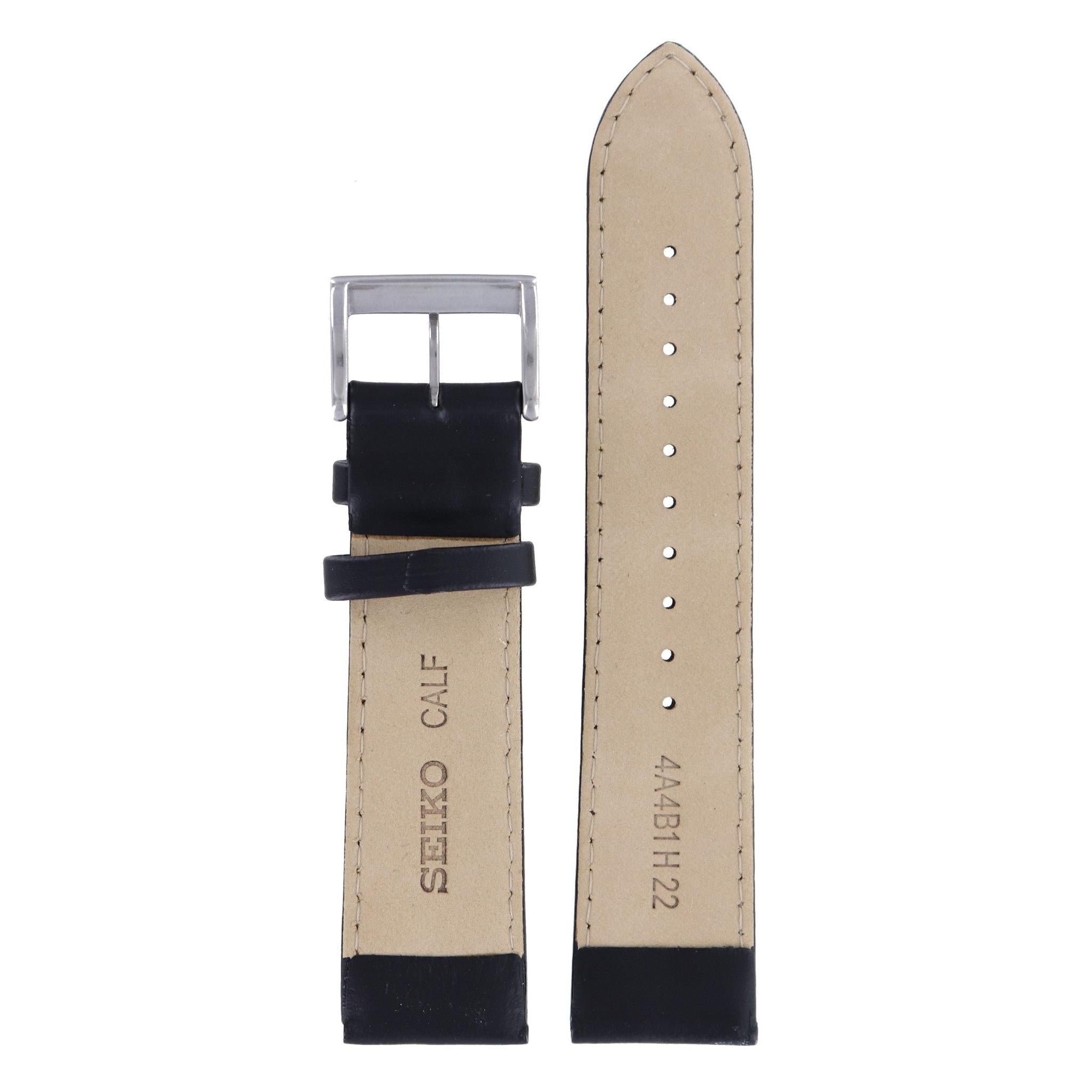 Seiko 4A4B1 H 22 - SNN227 / SNN231 Watch Band 4A4B1JL Black Leather 22 mm - Watch Plaza