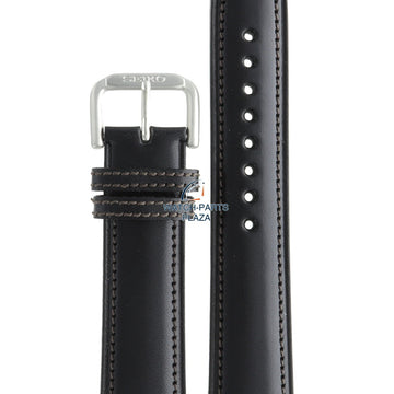 Seiko 4GC4JW Watch band SKJ133 - 5M43 0A70 black leather 20 mm - Kinetic - Watch Plaza