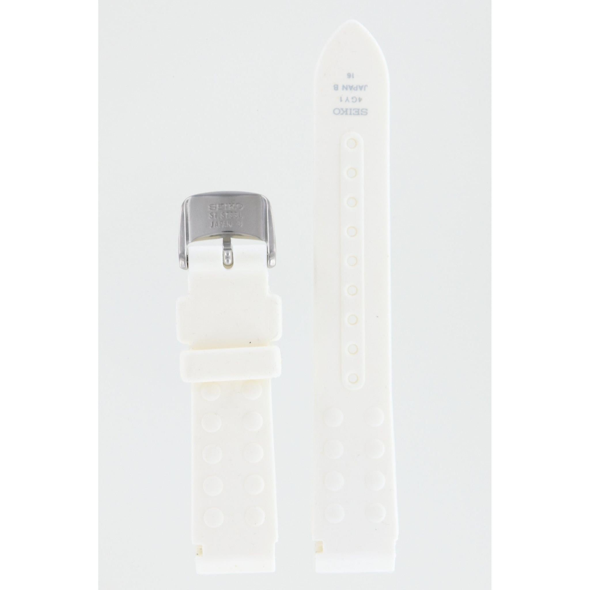 Seiko 4GY1 Japan B 16 - 3M22 - 0D40, 0D49, 0D80 & 0D89 Watch Band 4GY1JB White Silicone 16 mm Kinetic - Watch Plaza