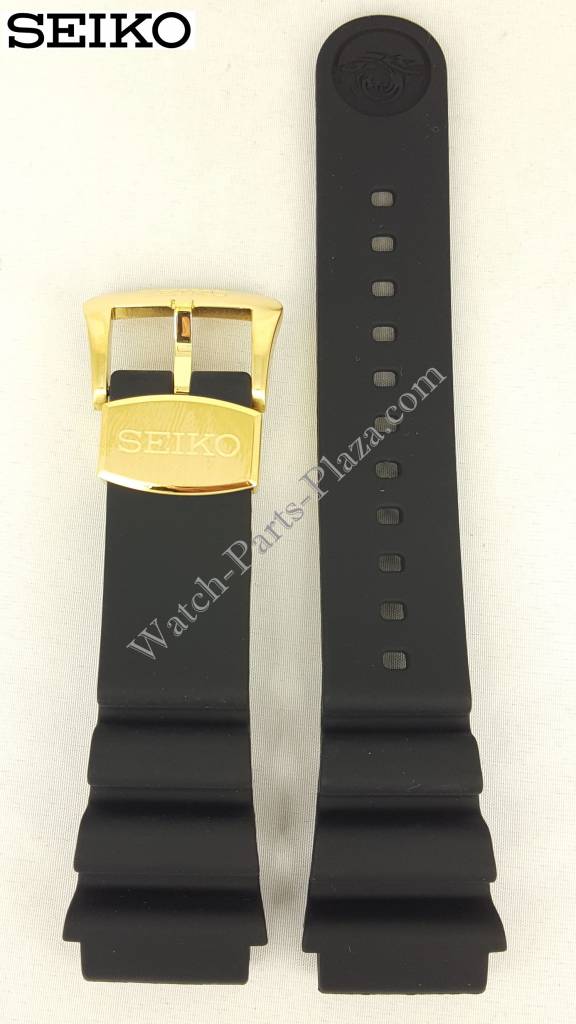 SEIKO Baby Tuna SRPA82K1 Black Silicon Watch Band Z 22 mm R02Y011K0 Gold Buckle - Watch Plaza