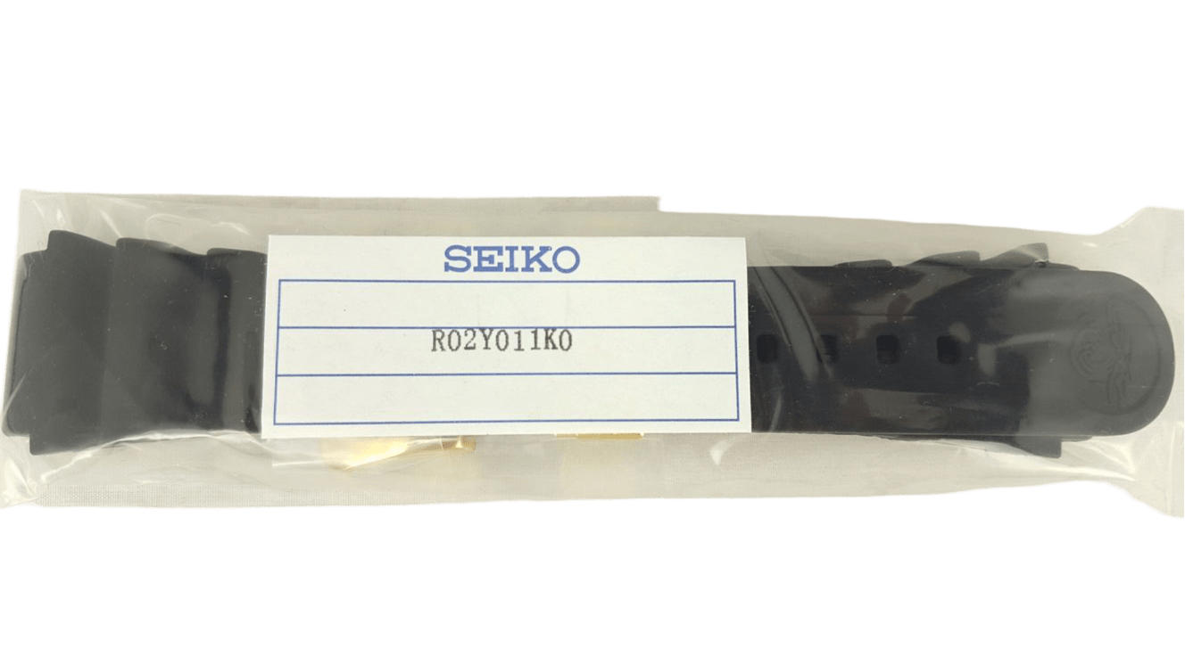 SEIKO Baby Tuna SRPA82K1 Black Silicon Watch Band Z 22 mm R02Y011K0 Gold Buckle - Watch Plaza