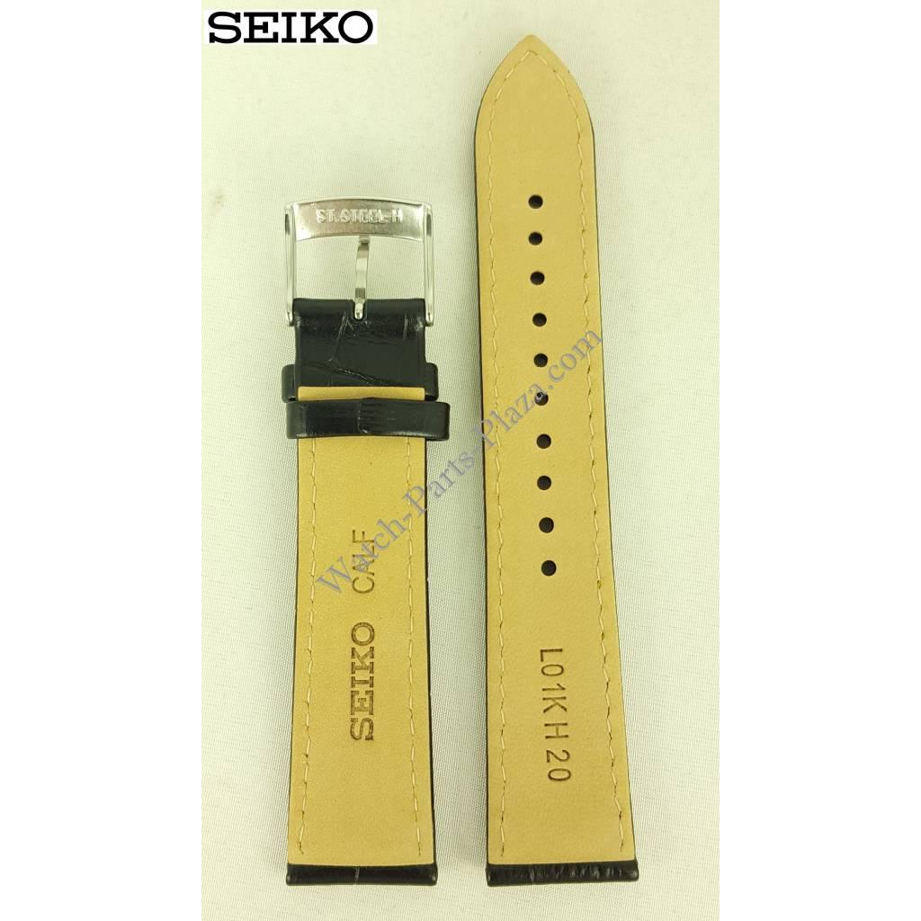 Seiko Barcelona SNDC89 Black Yellow Leather Watch Band 7T92 - 0MF0 Strap 20mm - Watch Plaza