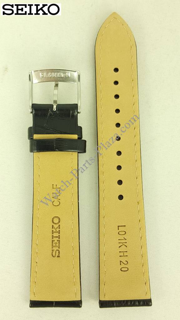 Seiko Barcelona SNDC89 Black Yellow Leather Watch Band 7T92 - 0MF0 Strap 20mm - Watch Plaza