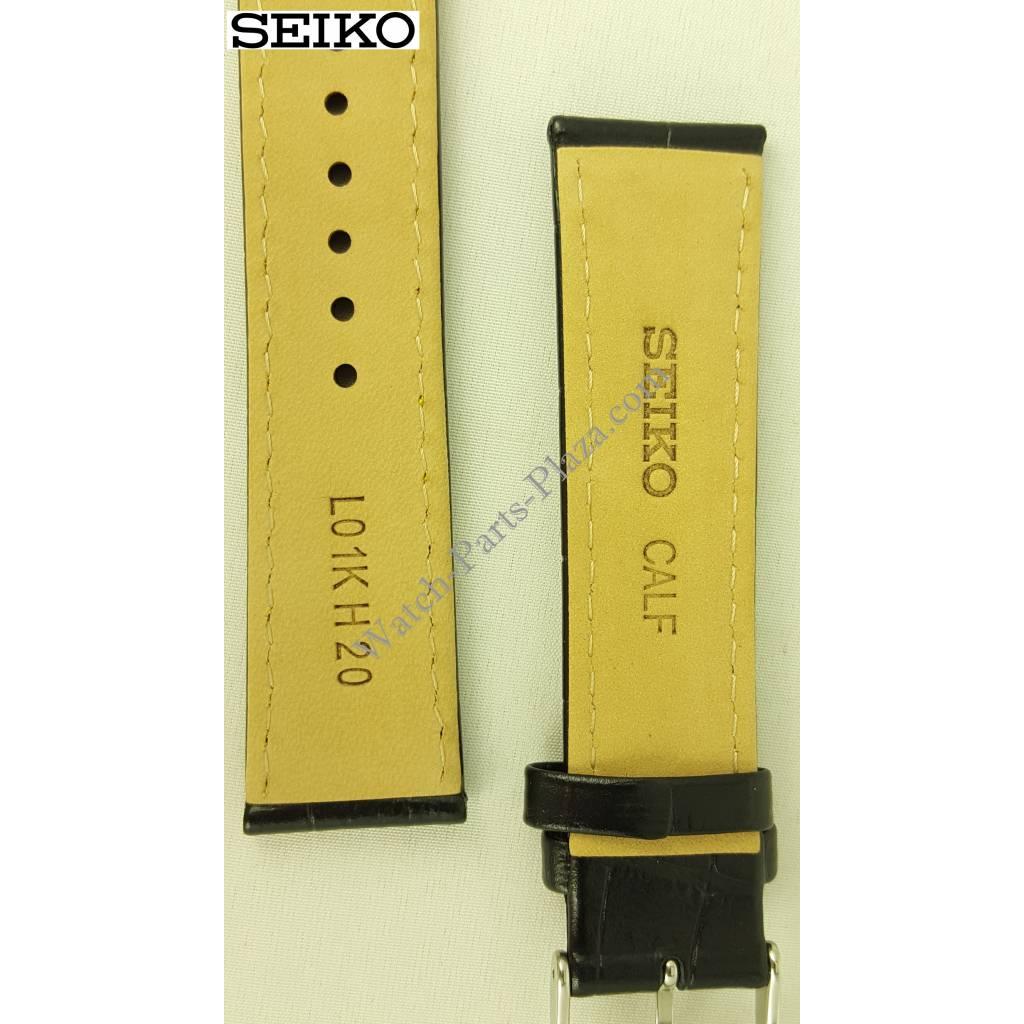 Seiko Barcelona SNDC89 Black Yellow Leather Watch Band 7T92 - 0MF0 Strap 20mm - Watch Plaza