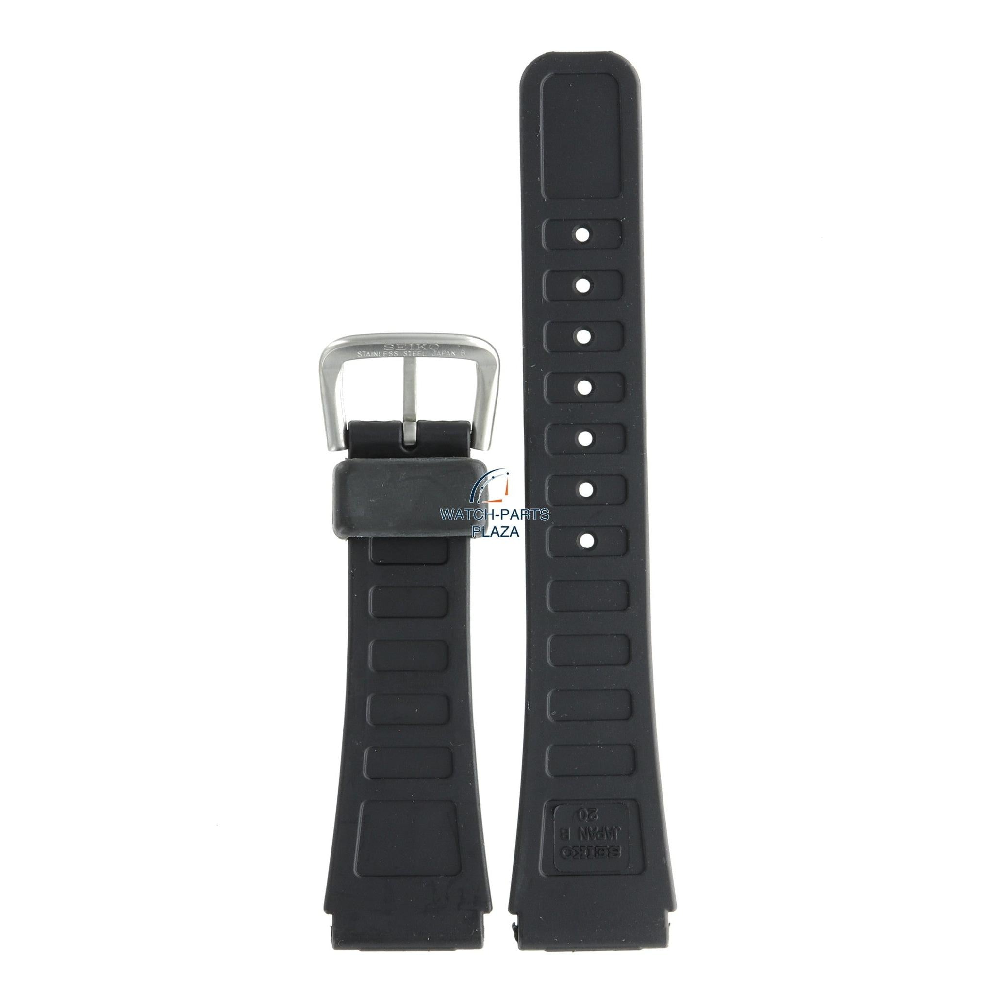 Seiko BRA04S Watch band A904 5090, 5200 & D409 black rubber / silicone 20 mm - Sports 100 - Watch Plaza