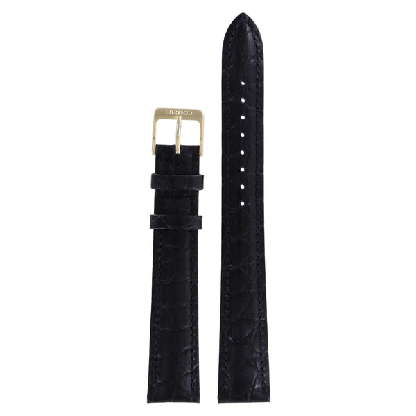 Seiko Calf - B 18 - V732 - 0P10 Watch Band 4GC0BB Black Leather 18 mm XL - Watch Plaza