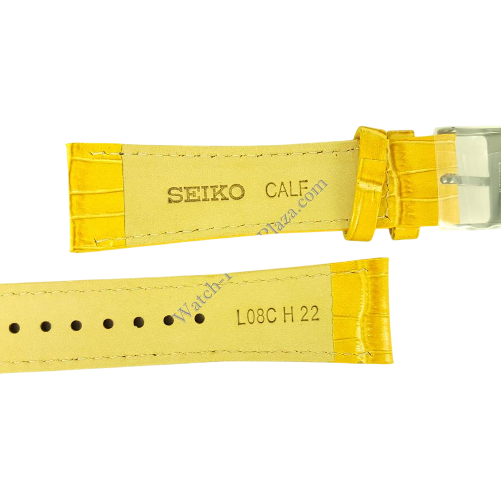 Seiko ION Watch Strap L08C H 22 mm Tan Leather 7T92 - 0NK0 Band Pilot SNDD69 - Watch Plaza