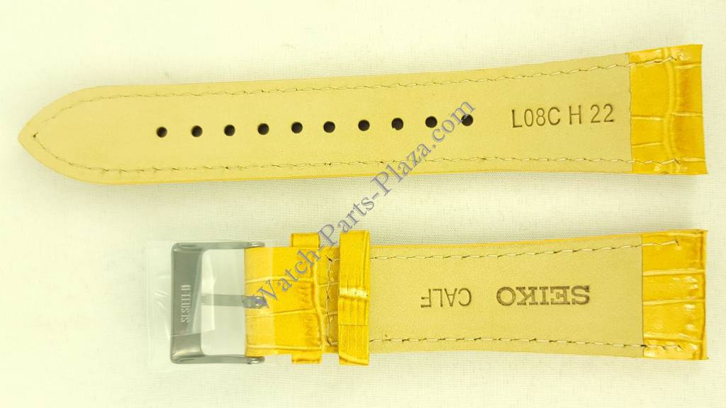 Seiko ION Watch Strap L08C H 22 mm Tan Leather 7T92 - 0NK0 Band Pilot SNDD69 - Watch Plaza