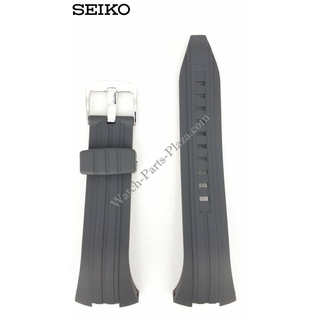 Seiko Kinetic SKA445 Black Rubber Watch Band SNAD35 Strap 30mm 4A1J1JRR - Watch Plaza
