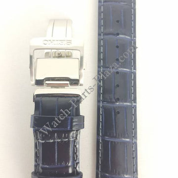 Seiko SARG015J Blue Leather Watch Band 6R15 - 02V0 Strap 20mm LOCA - Watch Plaza