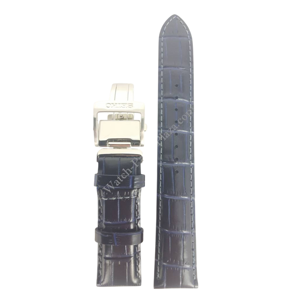 Seiko SARG015J Blue Leather Watch Band 6R15 - 02V0 Strap 20mm LOCA - Watch Plaza