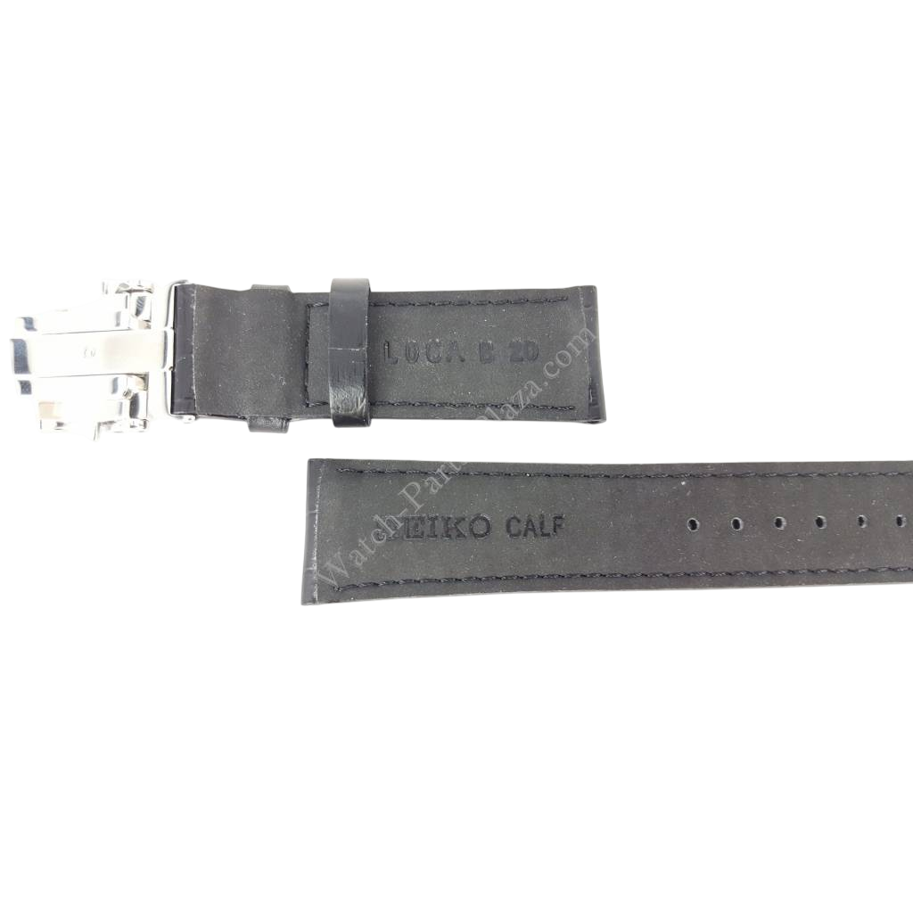 Seiko SARG017J Black Leather Watch Band 6R15 - 02V0 Strap 20mm LOCA - Watch Plaza
