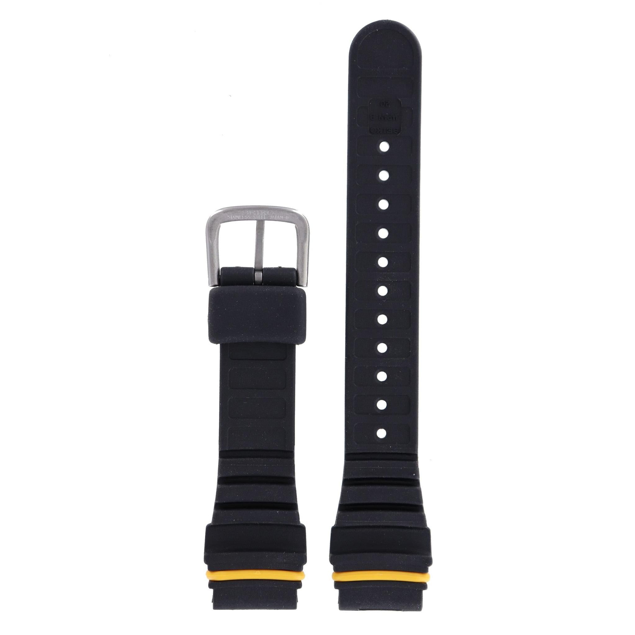 Seiko Scuba Diver S800 - 0019 Watch Band 4A01AB Black Silicone 20 mm - Watch Plaza
