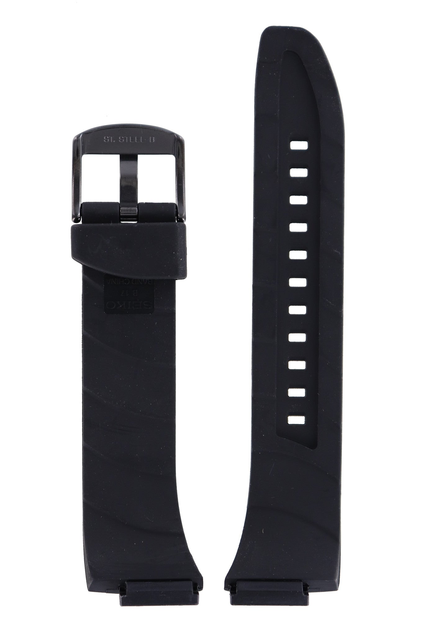 Seiko SKA453, SNAD45 & SNAD63 Watch Band 4A1M1MZ Black Silicone 17 mm Kinetic Streamline - Watch Plaza