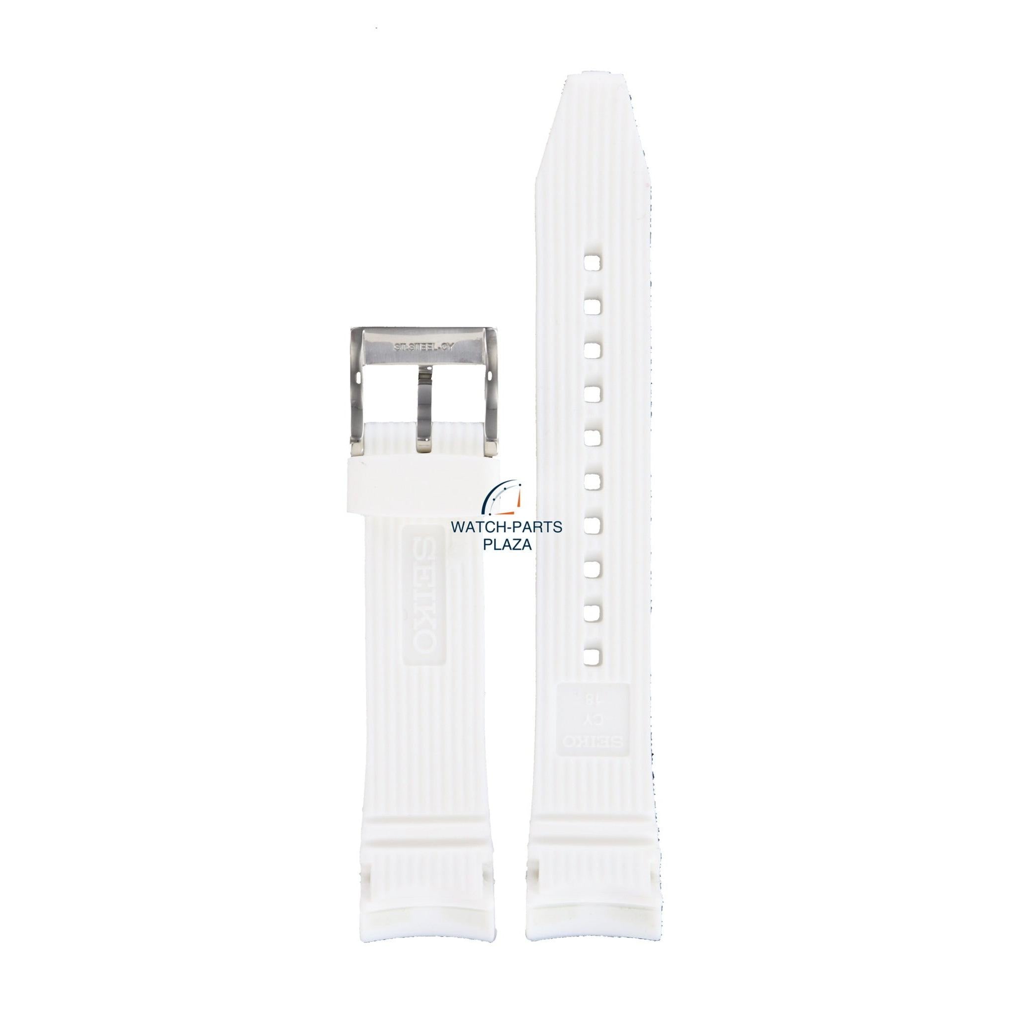 Seiko SNDX53P1 / SNDX57P1 Sportura white silicon strap 7T92 - 0PJ0 18 mm original - Watch Plaza