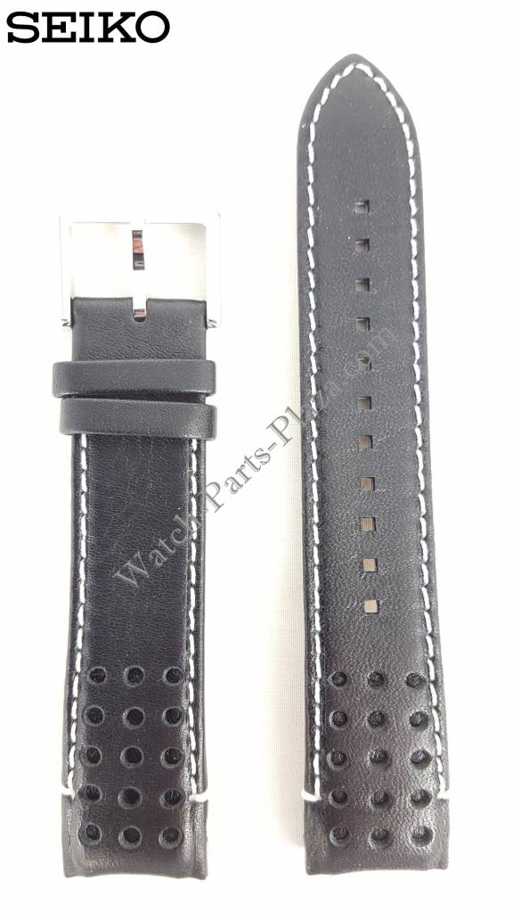Seiko Sportura Black Leather Watch Band LOCE B21 V198 0AA0 Strap SSC361P1 SRG019 - Watch Plaza