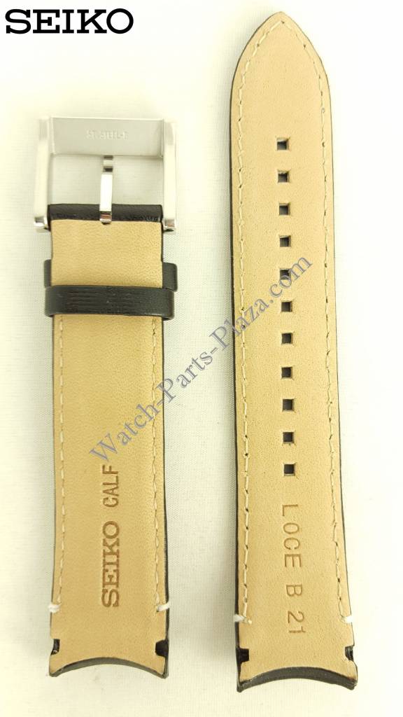 Seiko Sportura Black Leather Watch Band LOCE B21 V198 0AA0 Strap SSC361P1 SRG019 - Watch Plaza