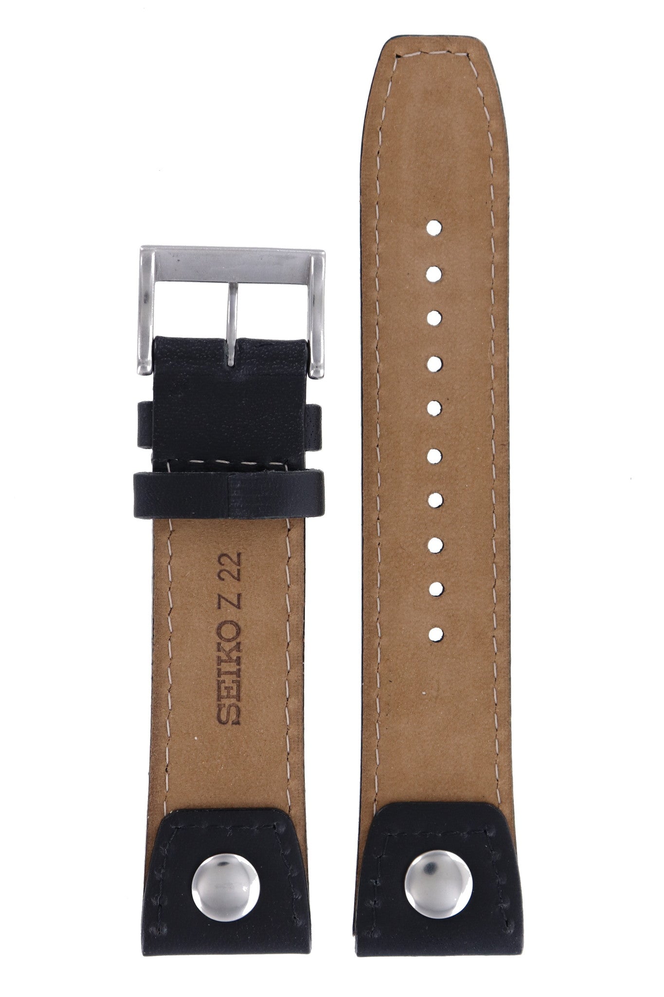 Seiko Z 22 - SNQ043 - 6A32 - 00E0 Watch Band 4K23JZ Black Leather 22 mm Perpetual Calendar - Watch Plaza