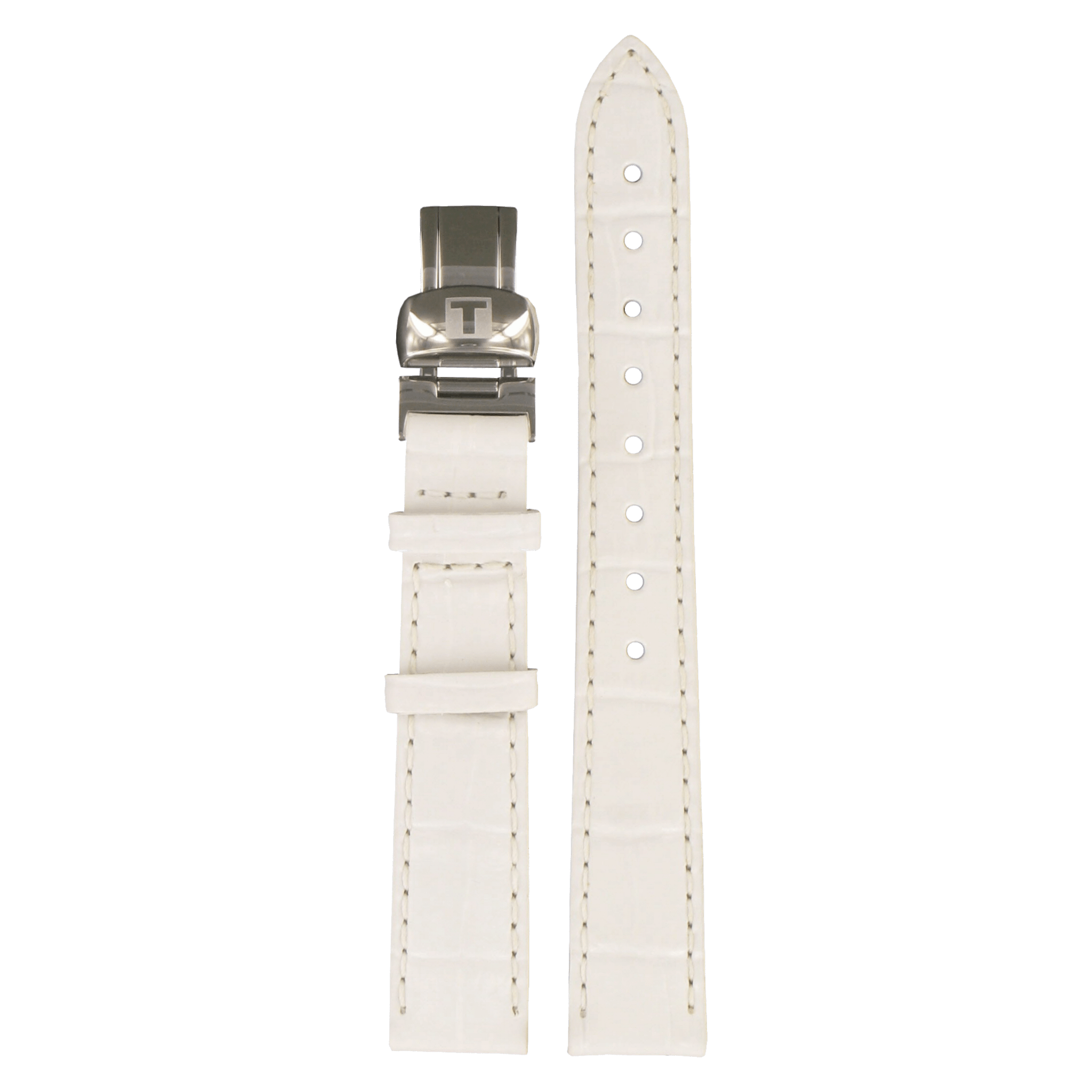 Tissot T008010A & T22115121 Watch Band T600020656 White Leather 14 mm PRC 100 - Watch Plaza