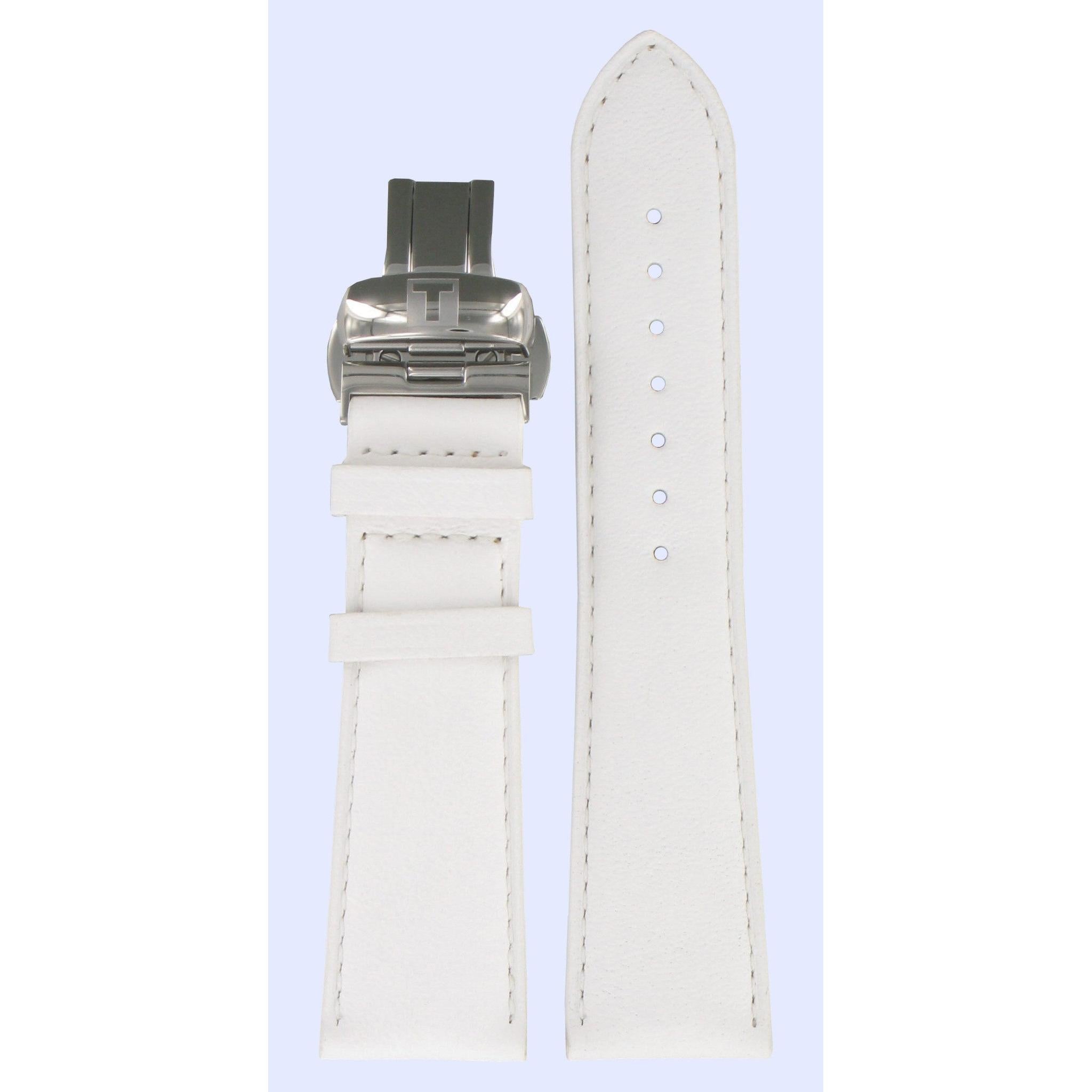 Tissot T023309A Watch Band T600028962 White Leather 22 mm T - Wave - Watch Plaza
