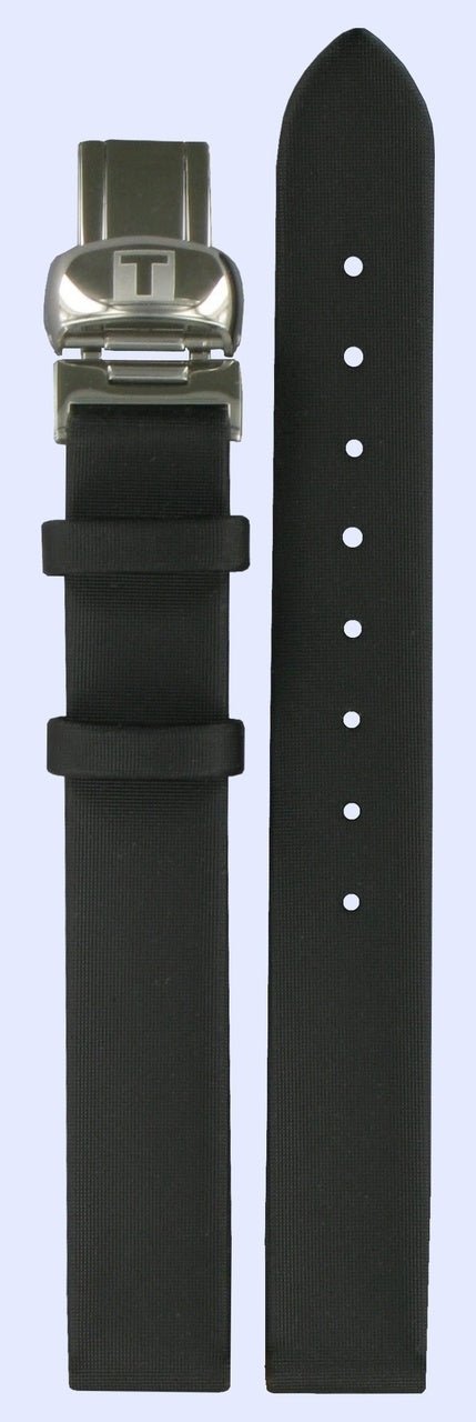 Tissot T0311, T0313 & T0314 Precious Watch Band T600013473 Black Leather 12 mm Flower Power - Watch Plaza