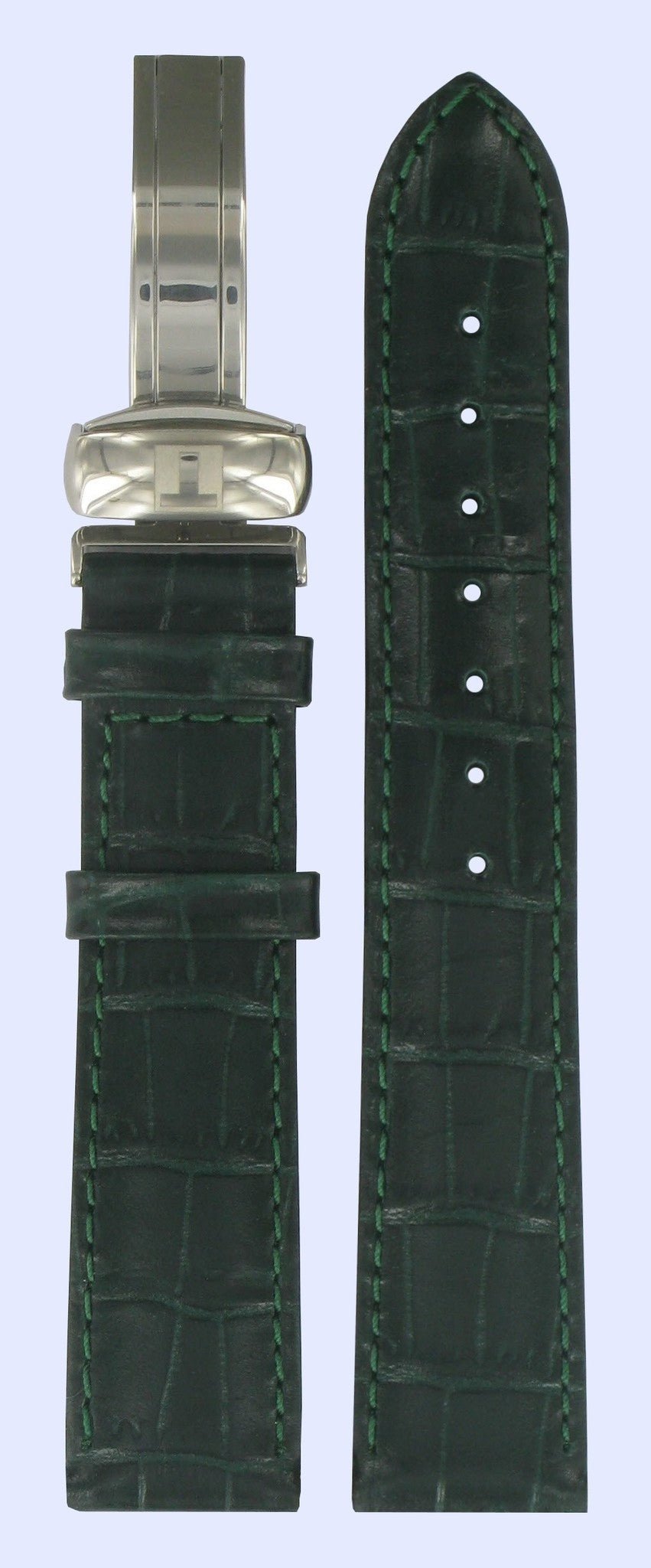 Tissot T46241663 Watch Band T600013280 Green Leather 18 mm Ballade - Watch Plaza
