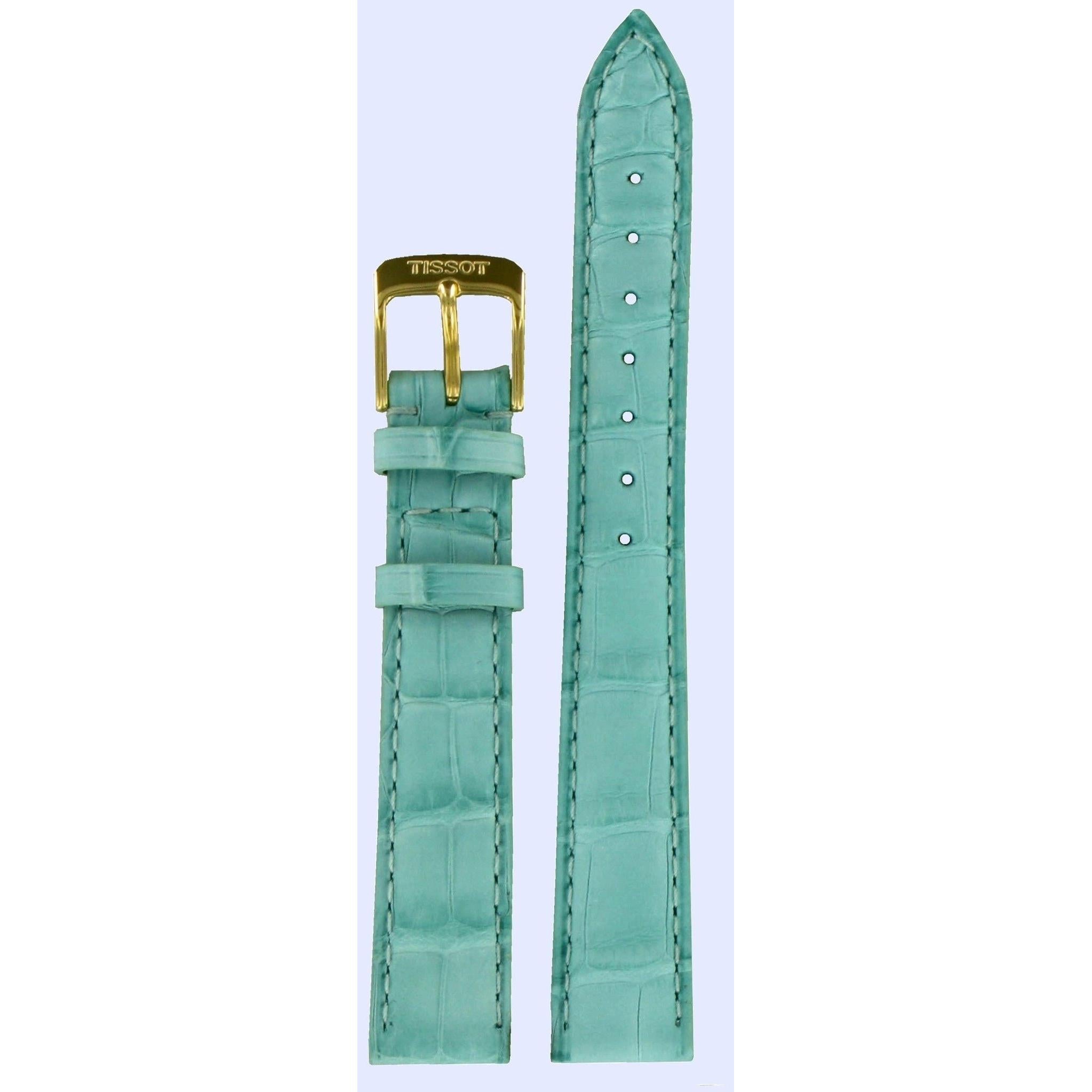 Tissot T71331181 Watch Band T600013457 Light Blue Leather 14 mm Bellflower - Watch Plaza