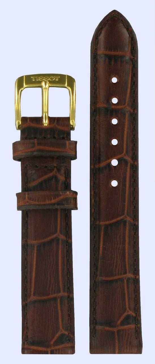 Tissot T71332632 Watch Band T600013464 Dark Brown Leather 15 mm Orinda - Watch Plaza